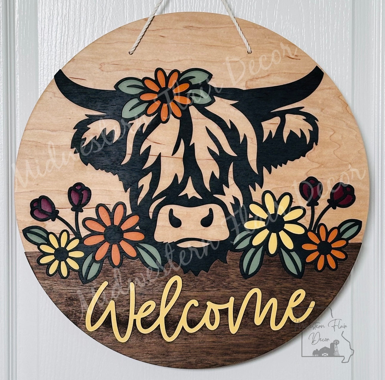 Fall Highland Cow Door Sign