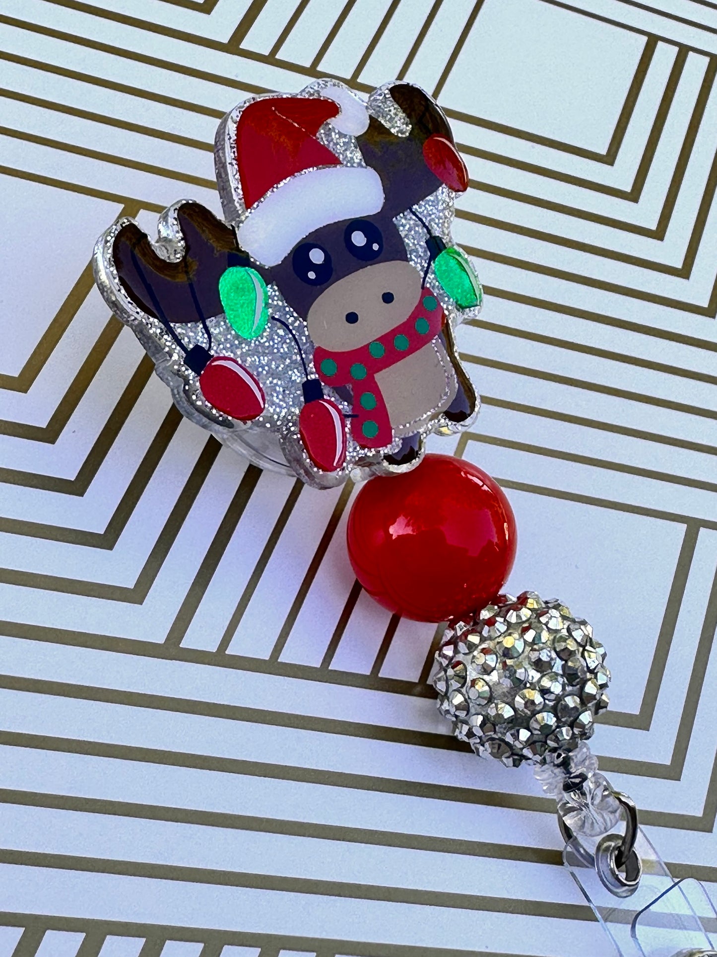 Reindeer Lit Up Badge Reel