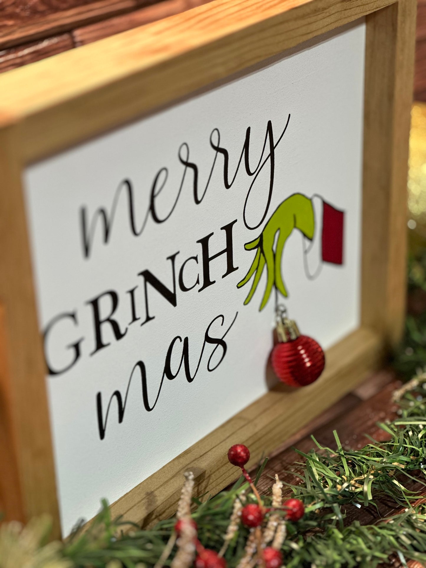 Merry Grinch Mas Framed Sign