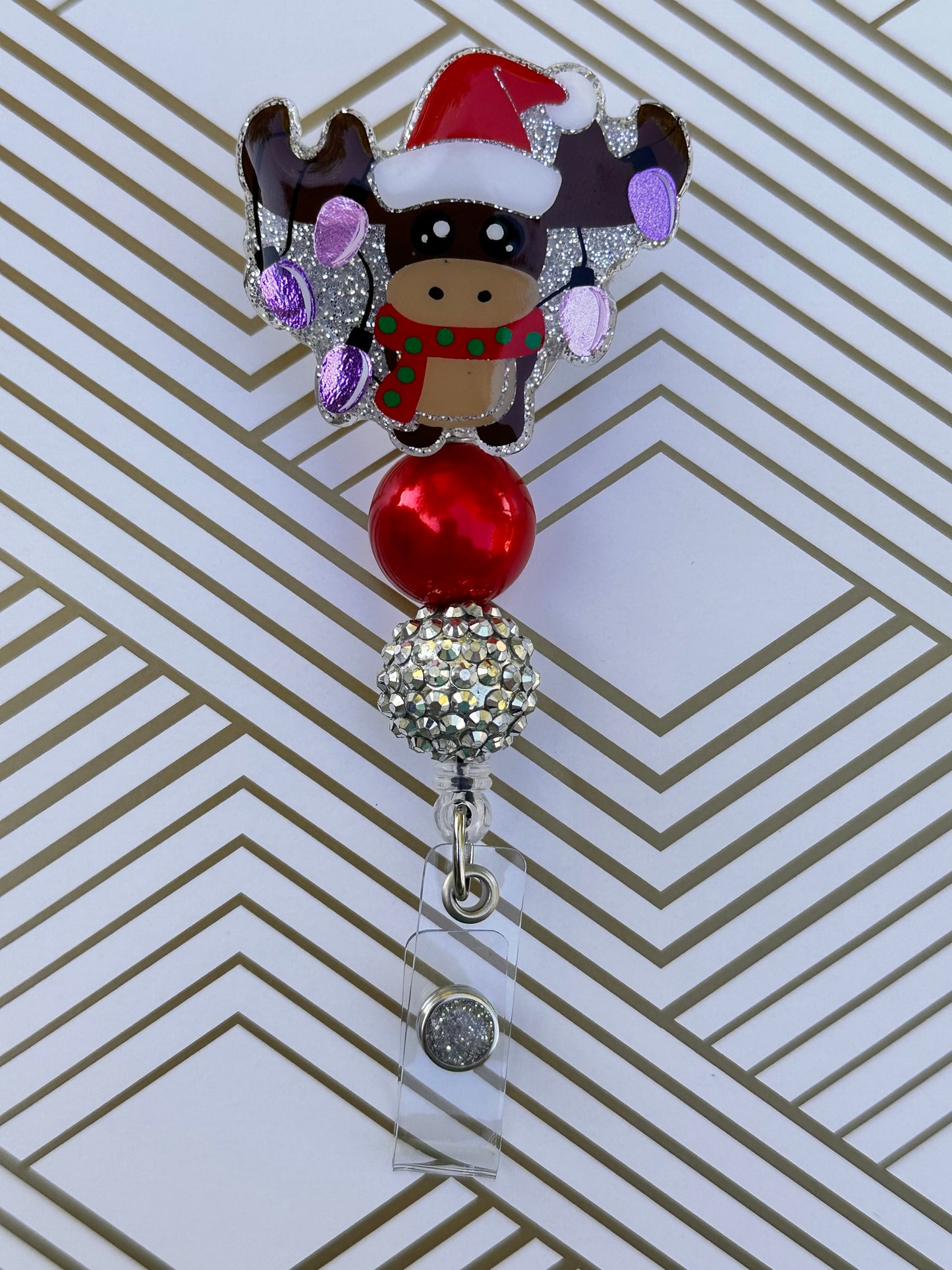 Reindeer Lit Up Badge Reel