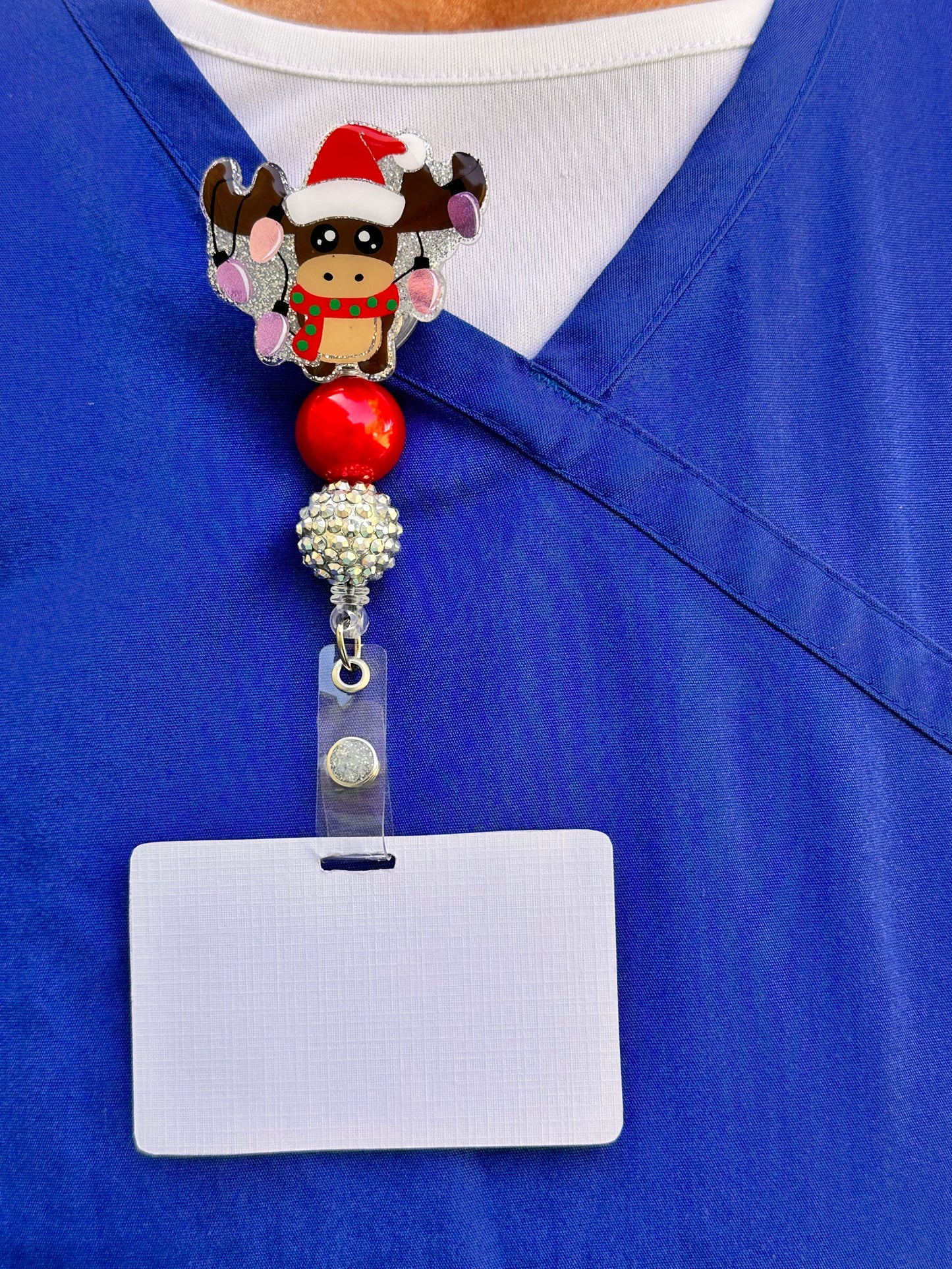 Reindeer Lit Up Badge Reel