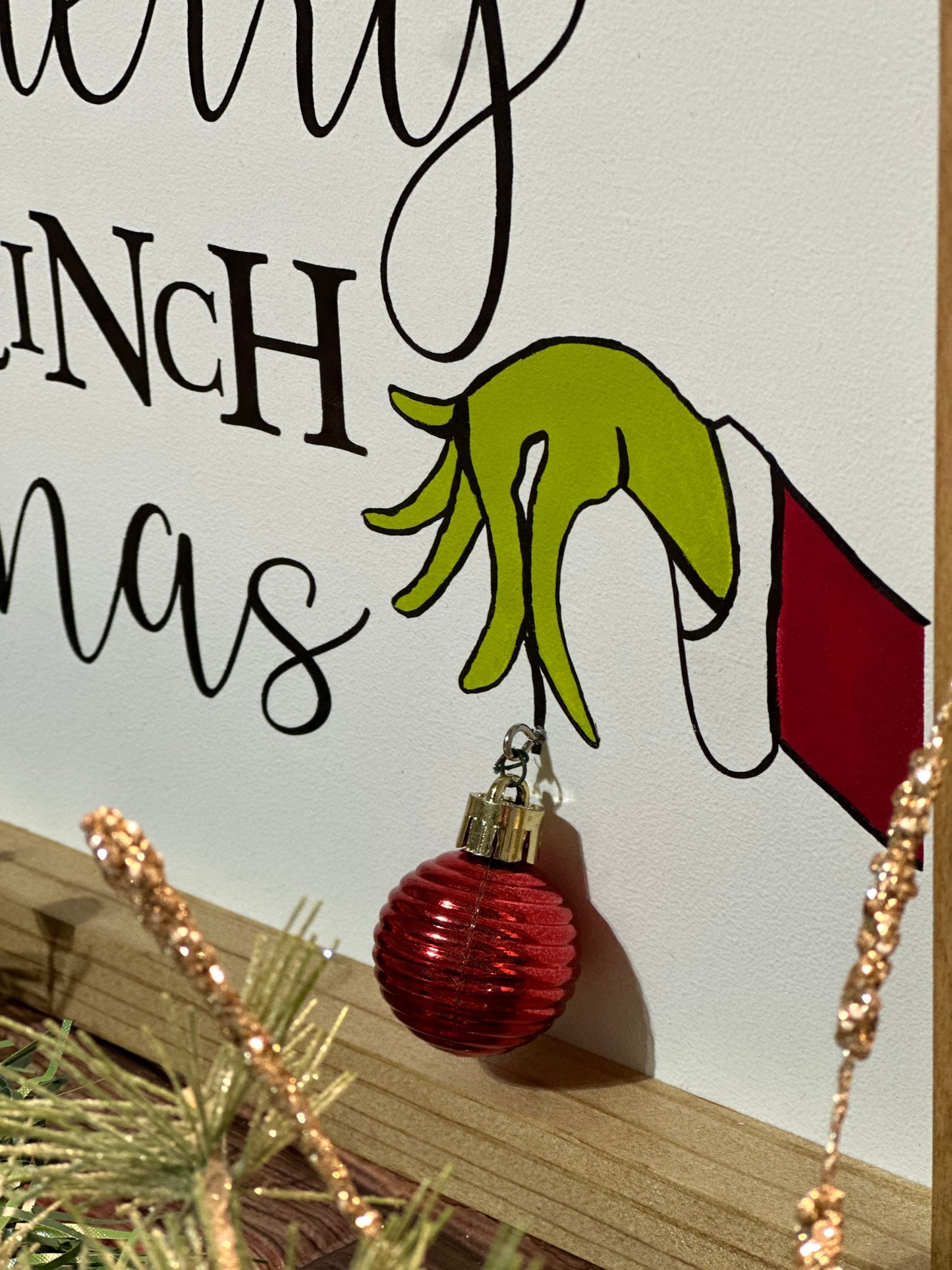 Merry Grinch Mas Framed Sign