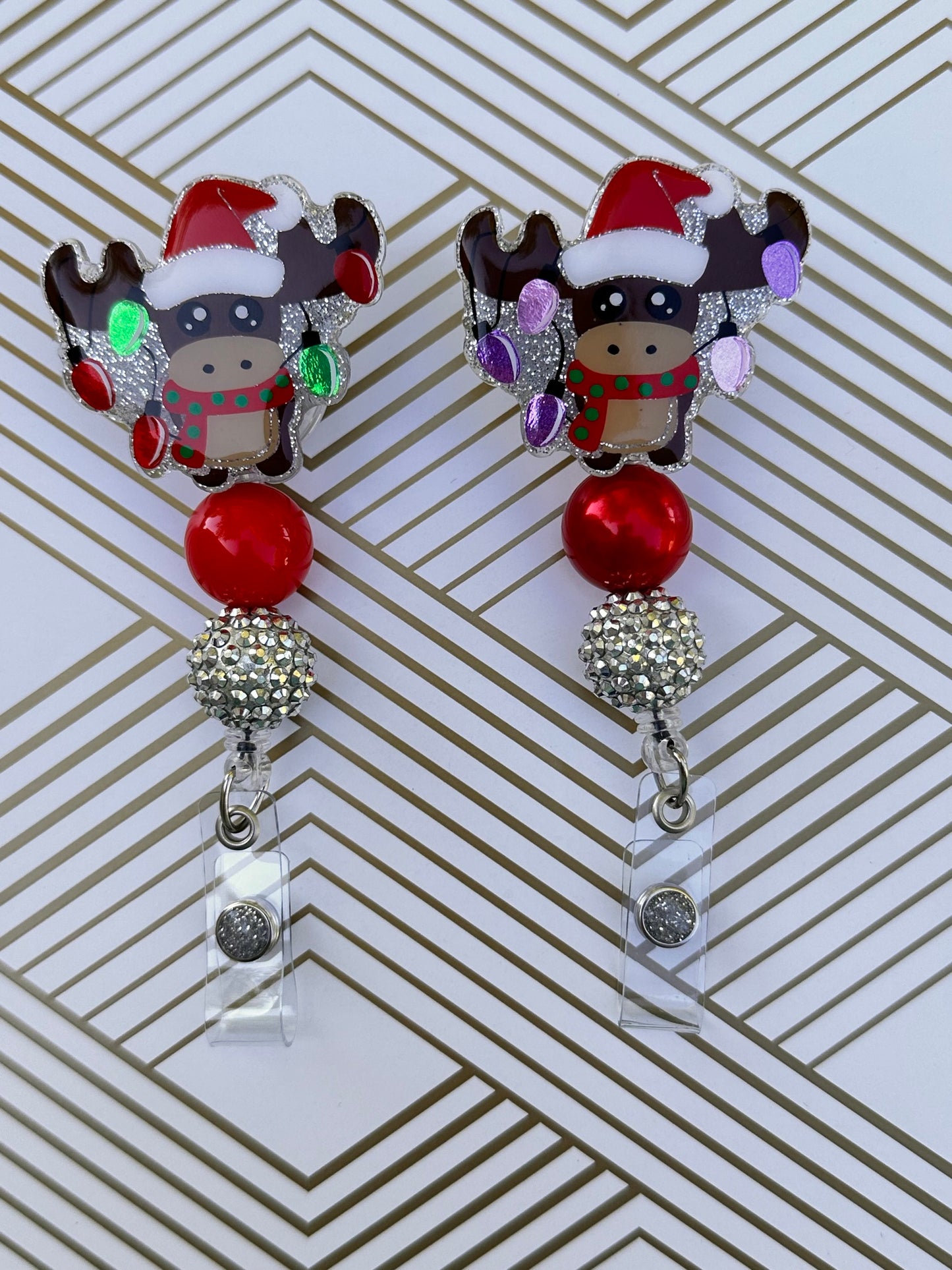 Reindeer Lit Up Badge Reel