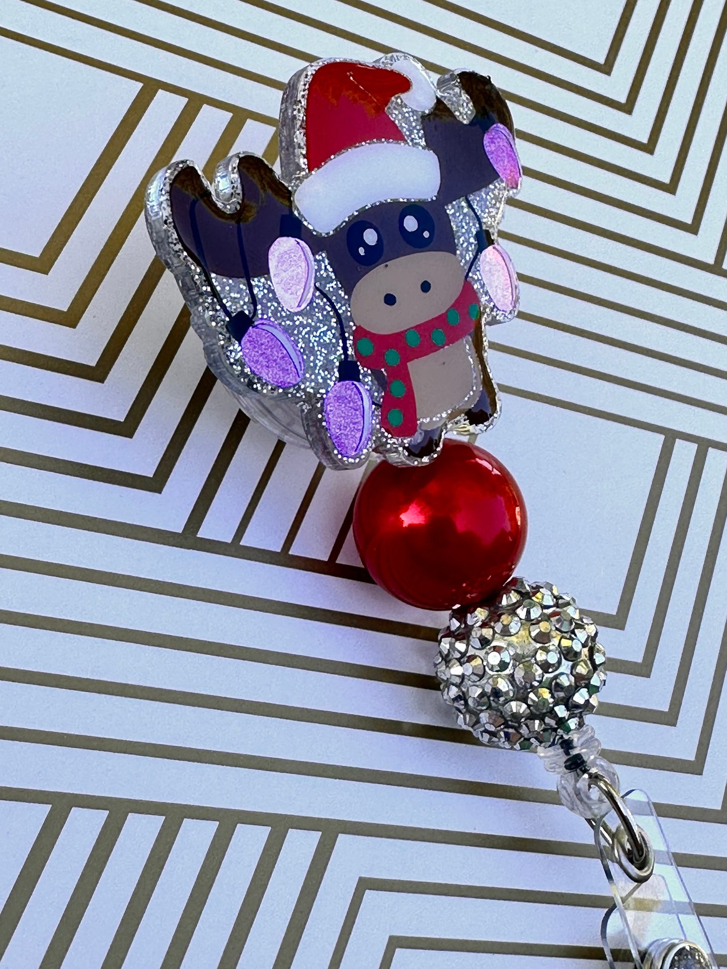 Reindeer Lit Up Badge Reel