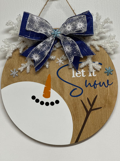 Let It Snow Wood Round Hanger