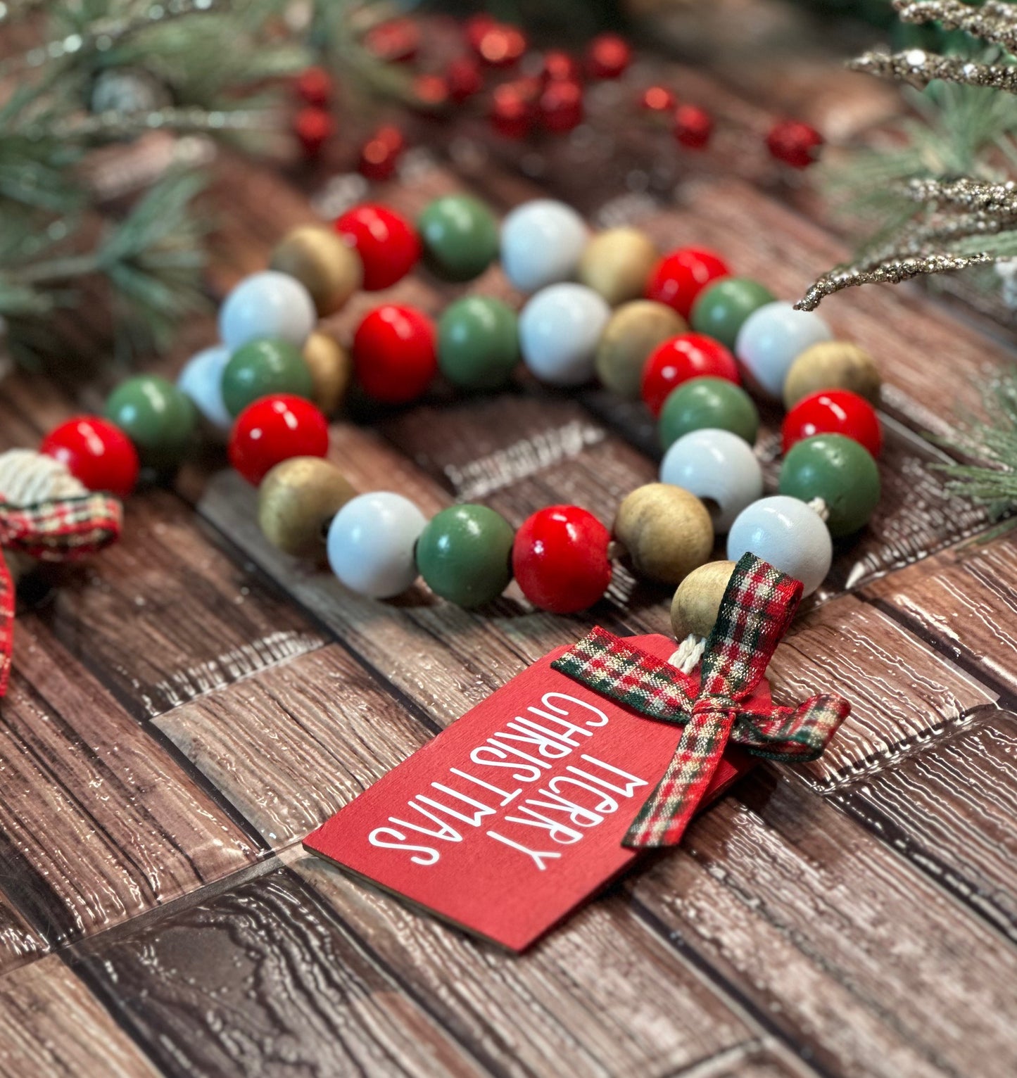 Merry Christmas Beaded Garland