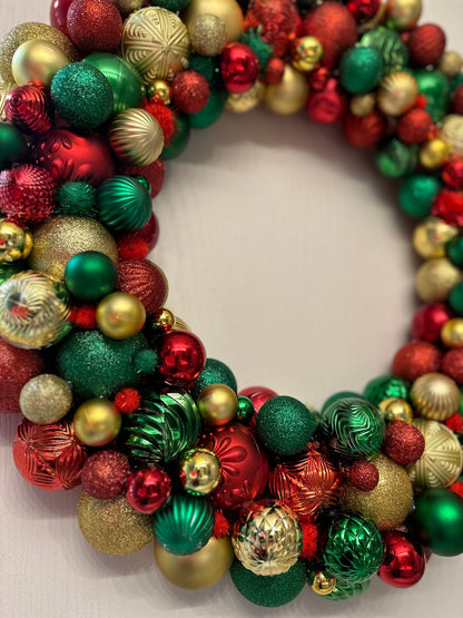 Red/Gold/Green Ornament Wreath