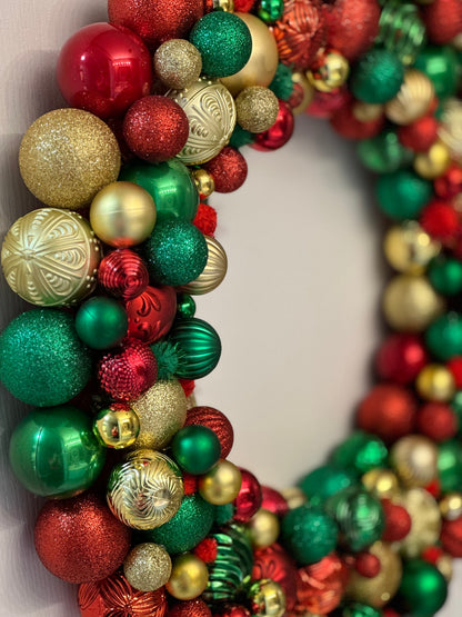 Red/Gold/Green Ornament Wreath