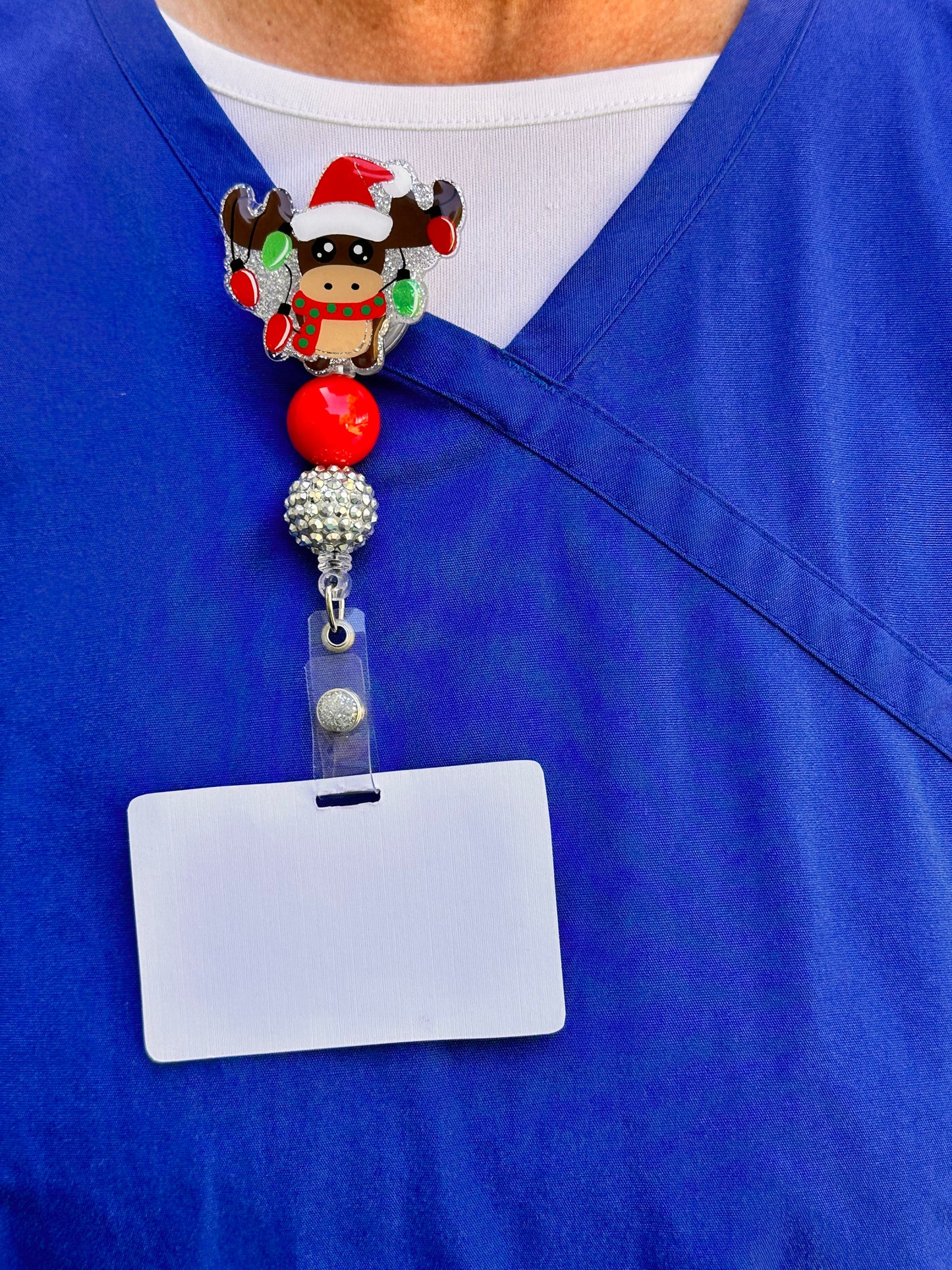 Reindeer Lit Up Badge Reel