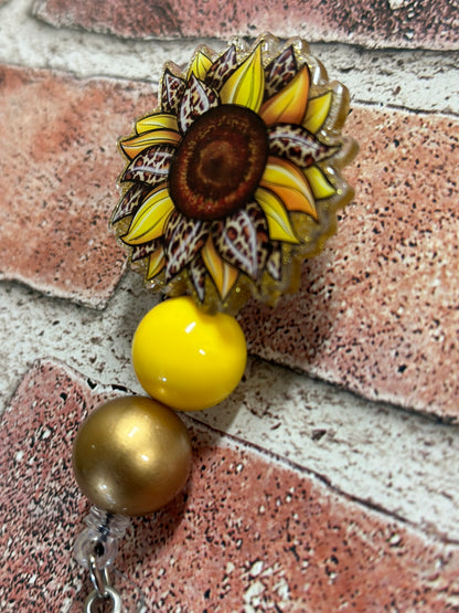 Leopard Sunflower Badge Reel