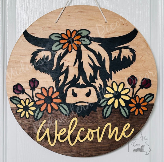 Fall Highland Cow Door Sign