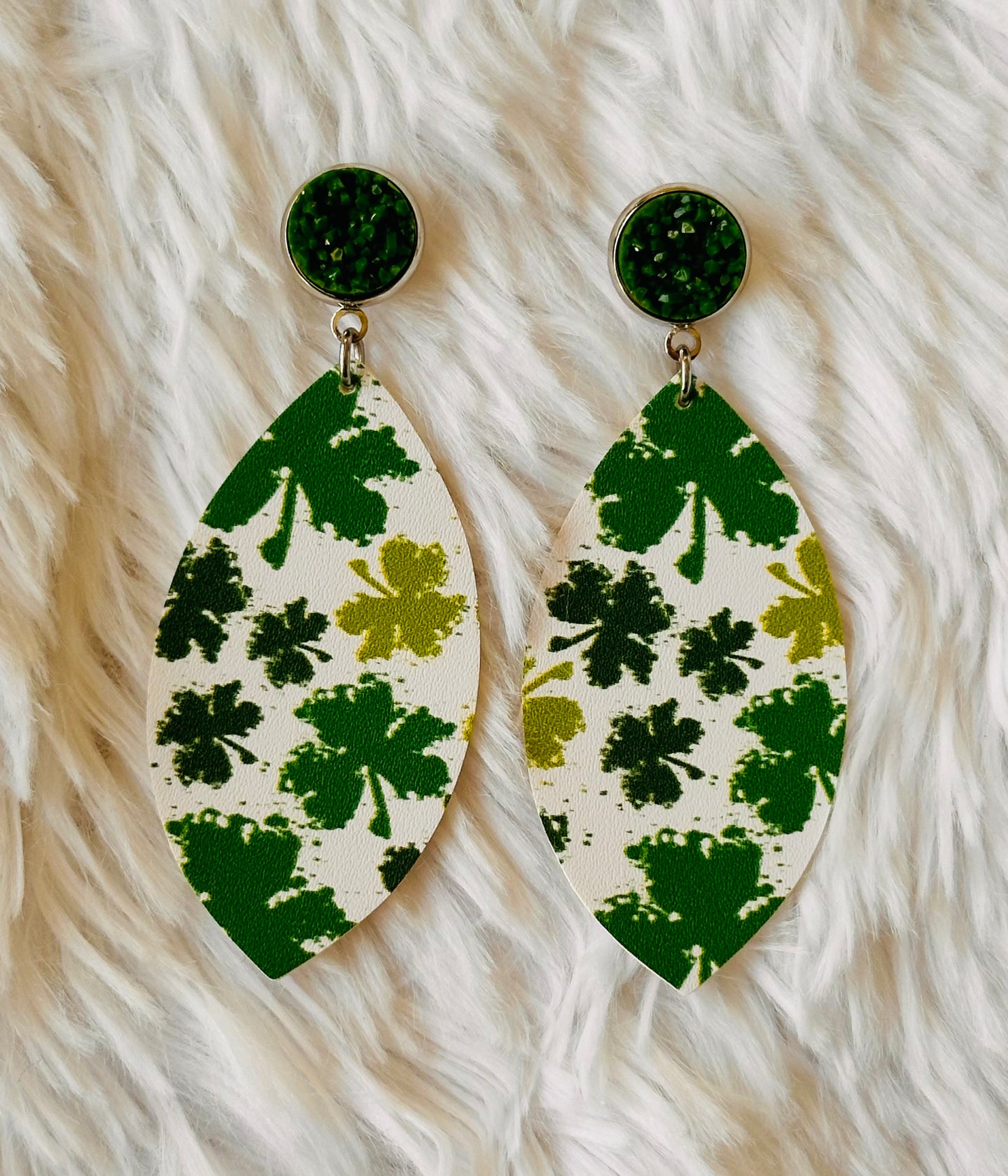 Faux Leather Shamrock Earrings