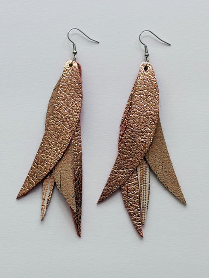 Fringe Feather Leather Earrings