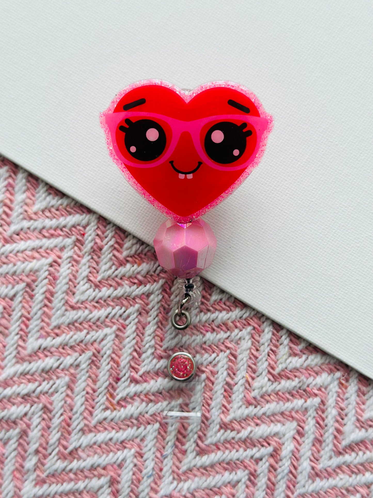 Heart with Glasses Badge Reel