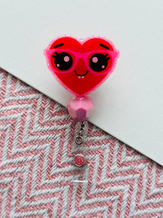 Heart with Glasses Badge Reel