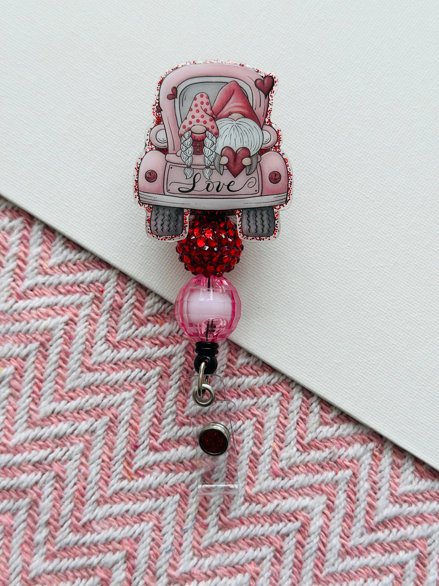 Valentines Gnome Truck Badge Reel