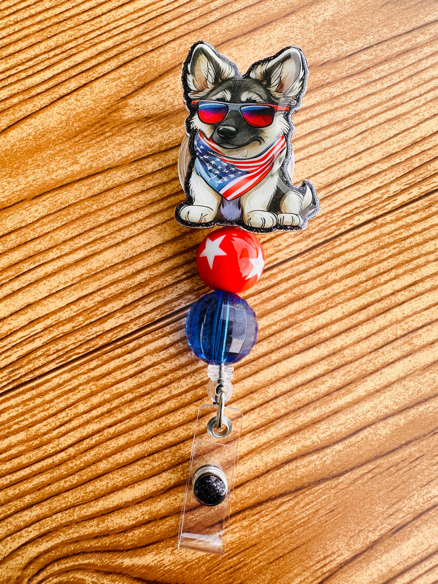 Patriotic Dog Badge Reel