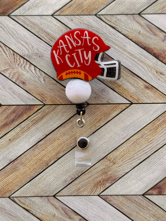 KC Chiefs Football Helmet Badge Reel