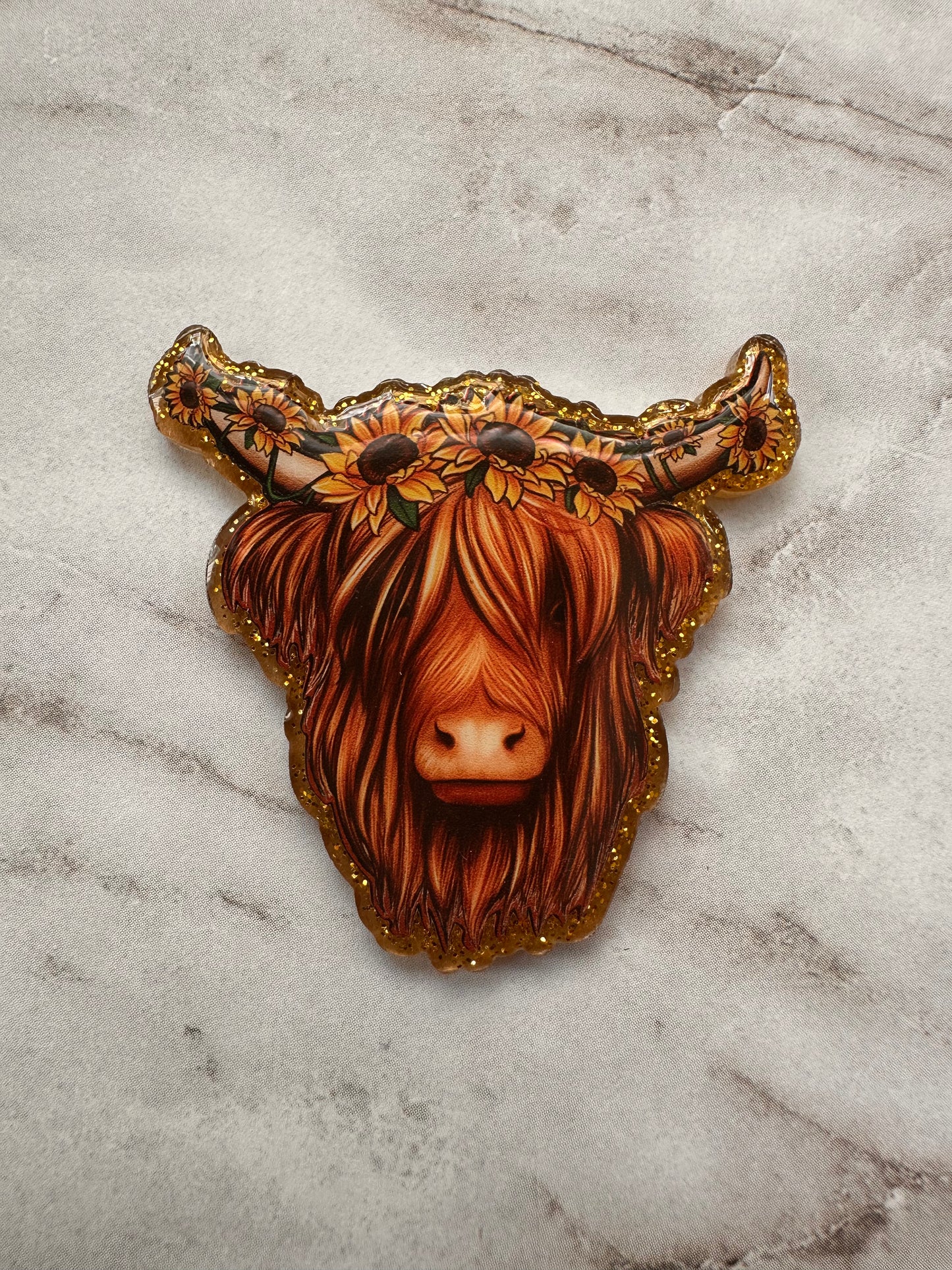 Sunflower Highland Cow