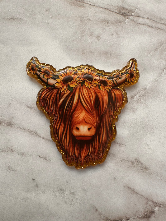 Sunflower Highland Cow