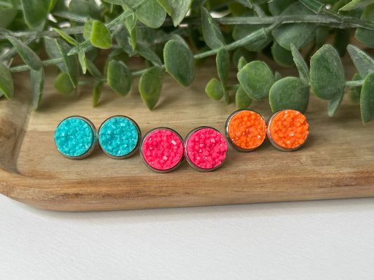 Neon Druzy Studs