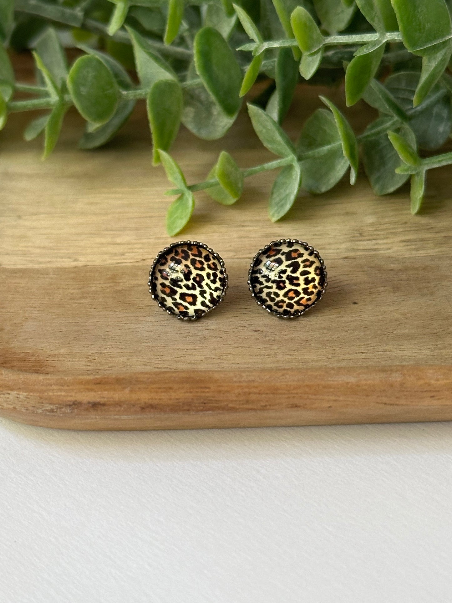 Cheetah Photo Glass Studs