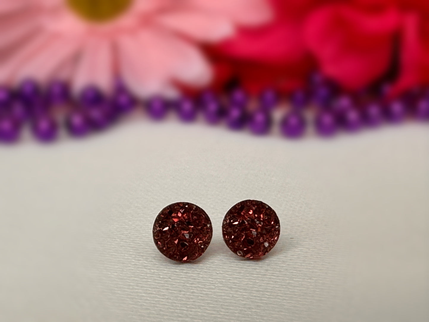 Merlot Druzy Studs