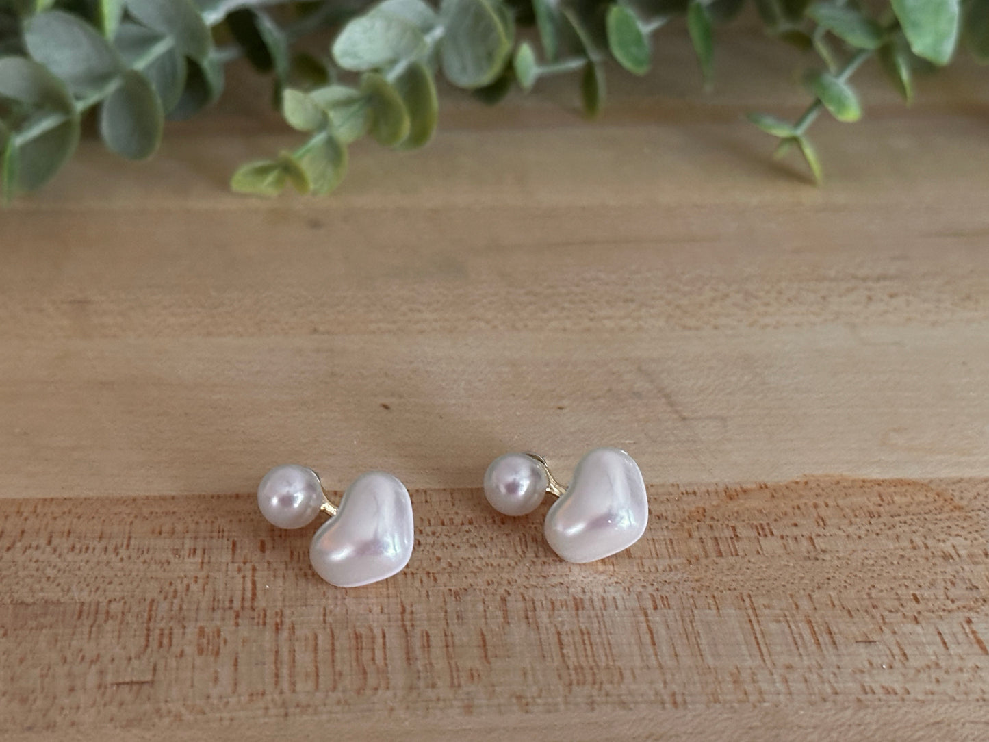 Heart Drop Pearl Earrings